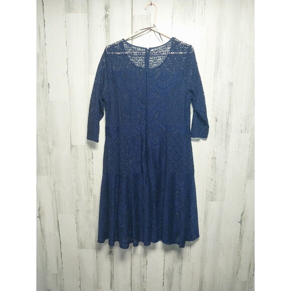 NY Collection Dress 1X NY Blue Lace Midi - Picture 6 of 8